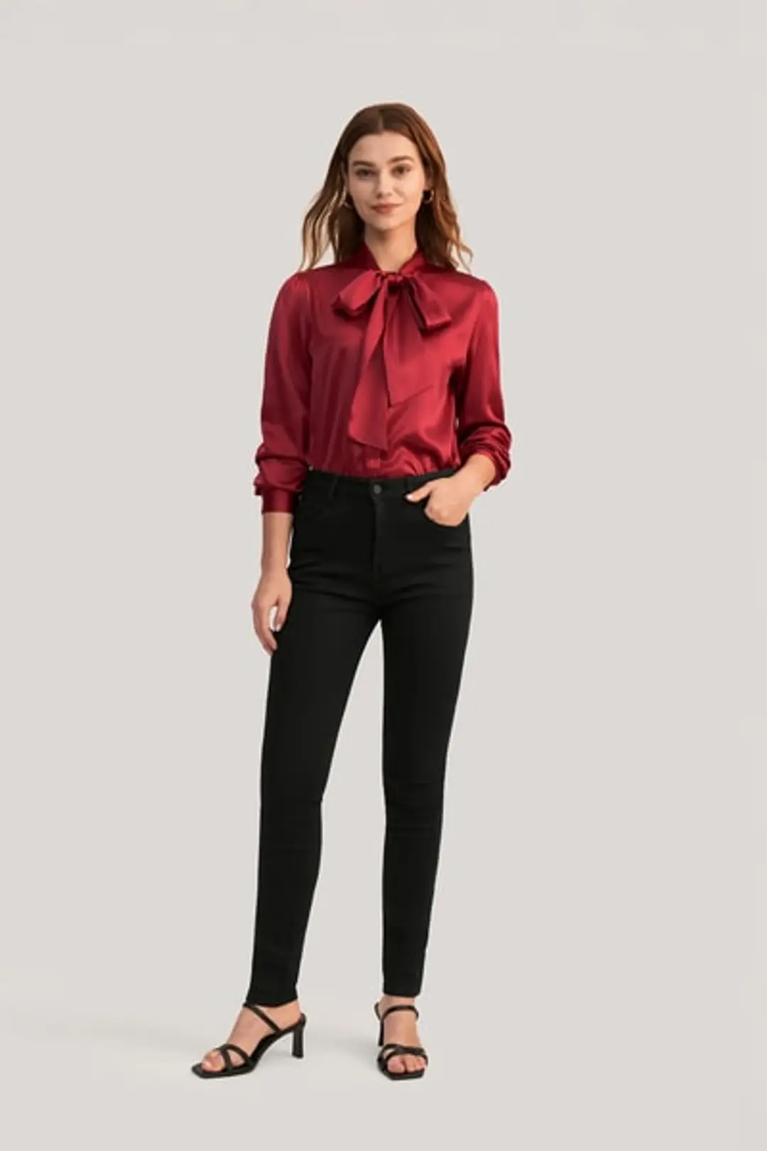 LILYSILK Blouse En Soie Avec Nœud Papillon Soie De Haute Qualité Sophistiqué Et Élégant Une Élégance Intemporelle Bleu Vapeur Xs