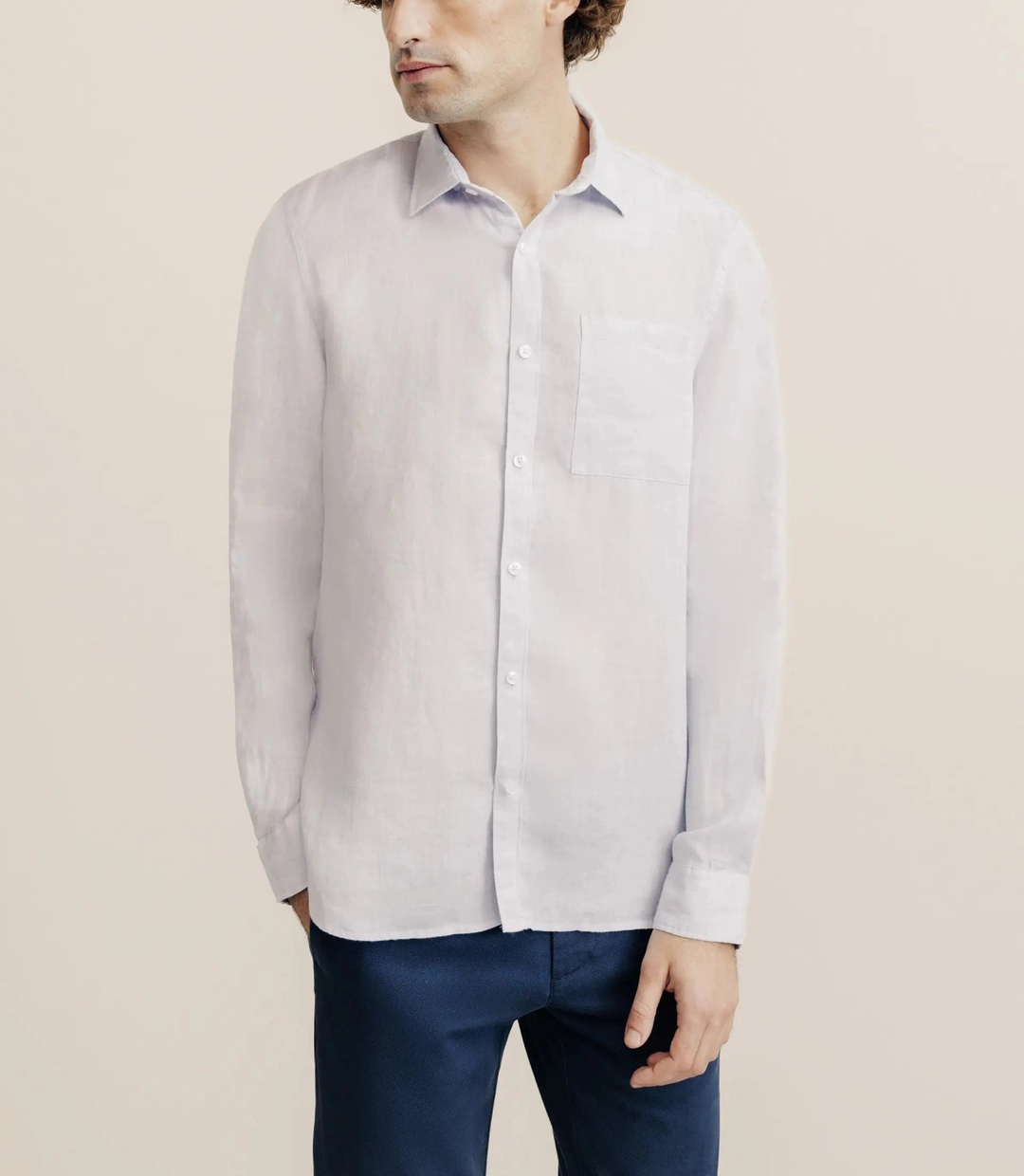 IZAC - Chemise regular 100% lin parme