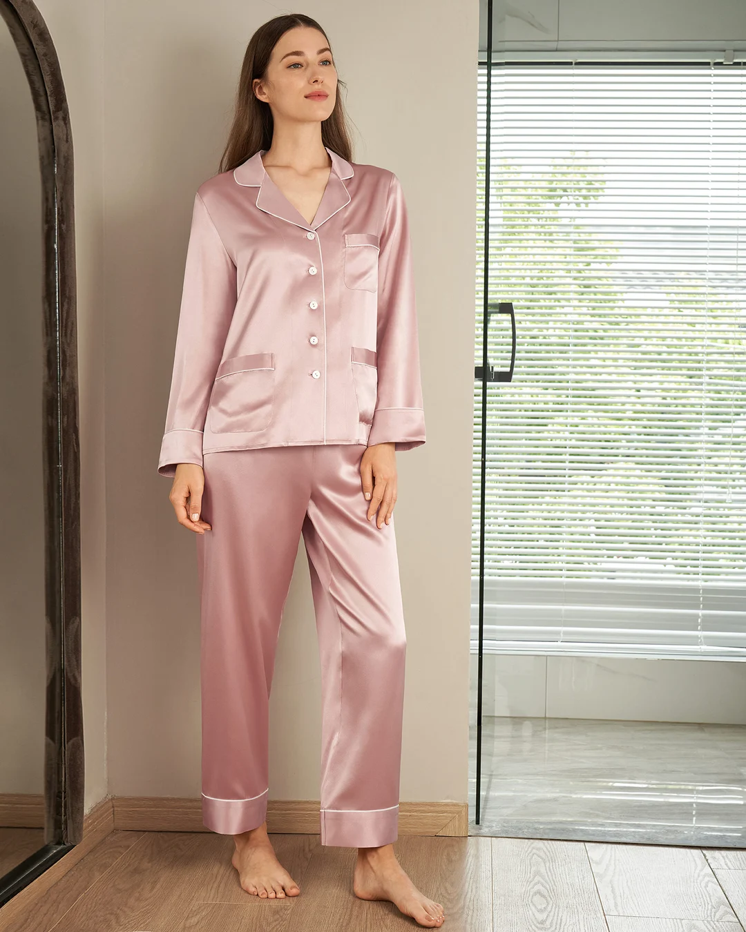 LILYSILK Pyjama Soie Rouge Femme Rouge Vineux Ensemble De Pyjama Deux Pièces 100% Soie Naturellement Antibactérien L