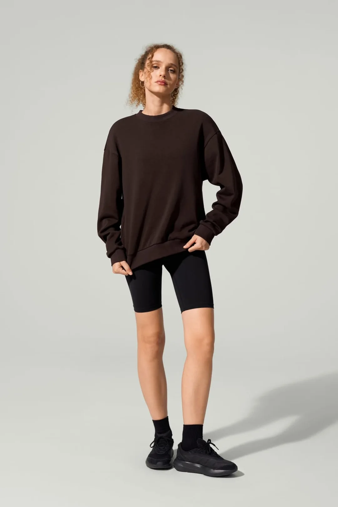 LILYSILK Sweatshirt Ras du Cou Porchlight Balance Noir XL - SILKERRY Doux et Confortable, Épaules Tombantes, Coupe Décontractée