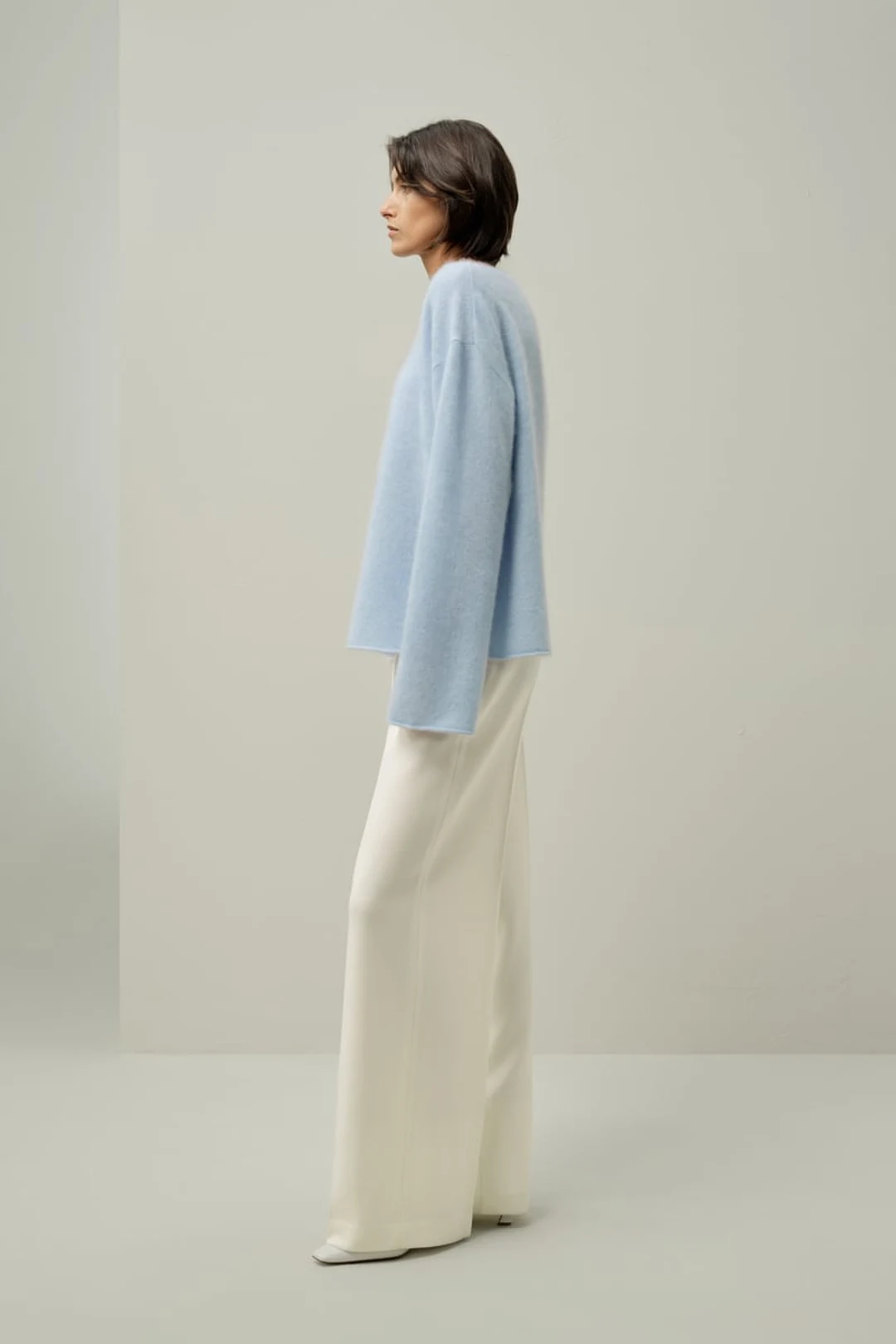 LILYSILK Pull Femme en Cachemire Brossé Doux Col Bateau Oversize Bleu d'illusion L