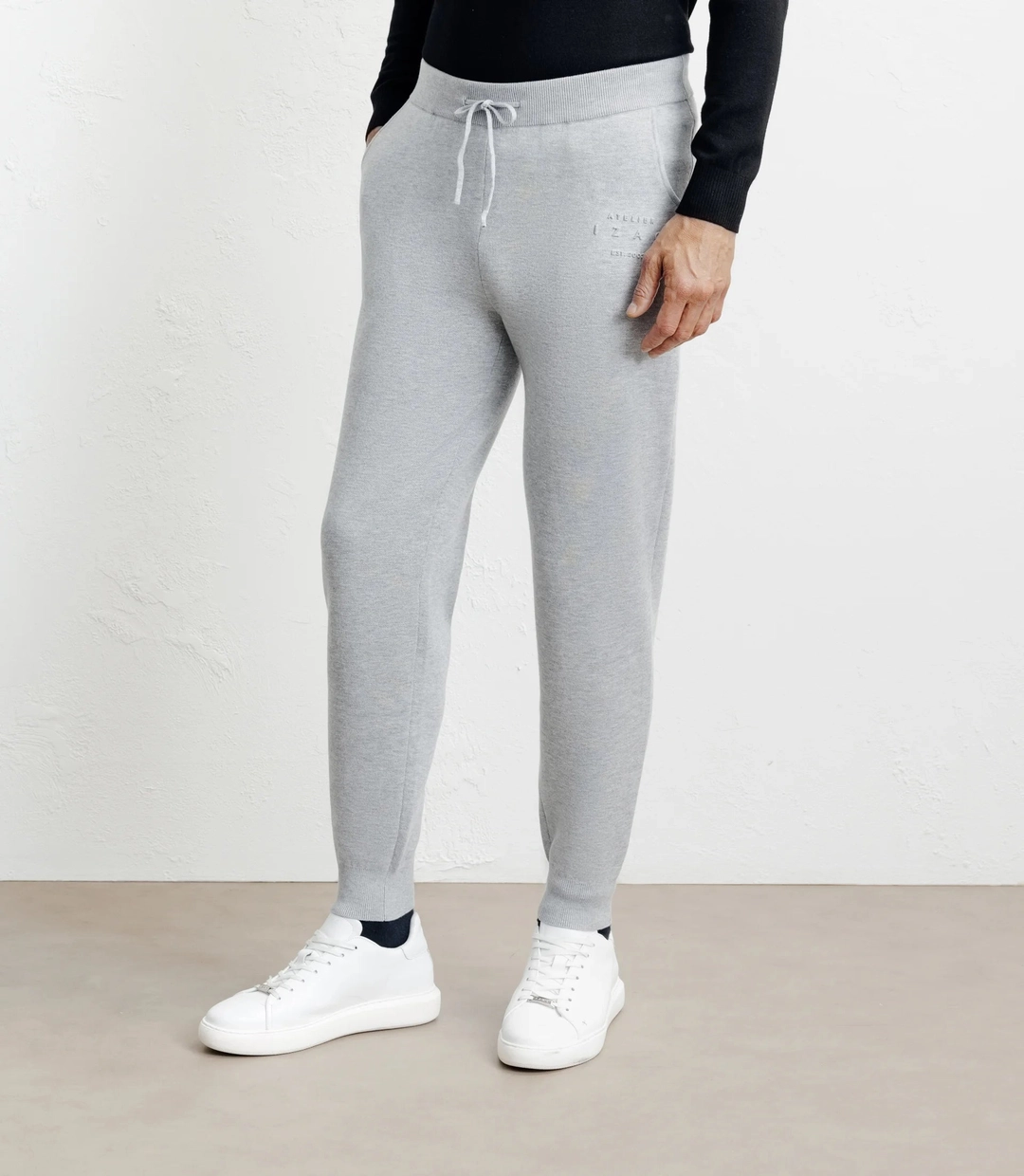 IZAC - Pantalon en maille gris chine
