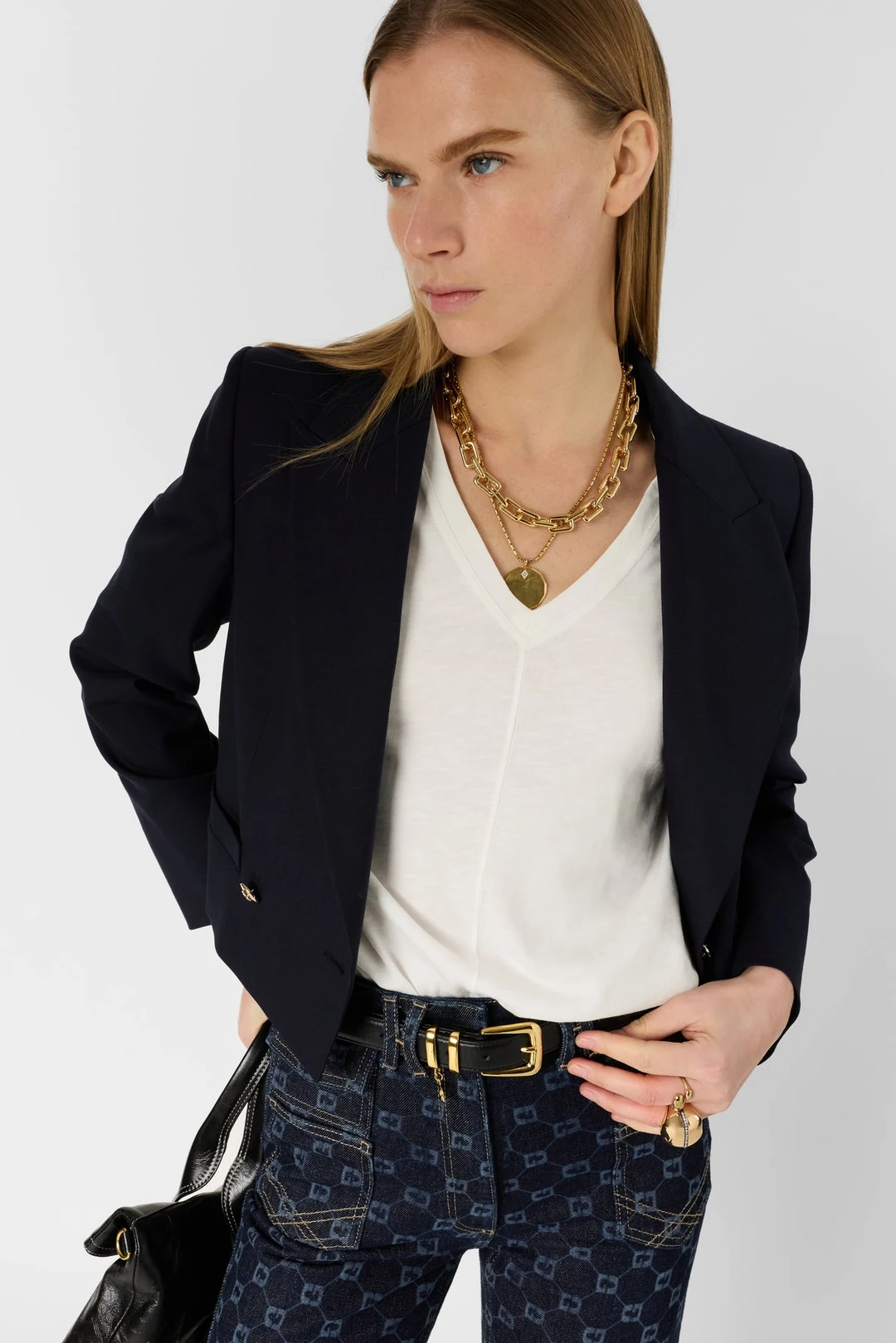 T-shirt V en coton - MARISA - Jaune