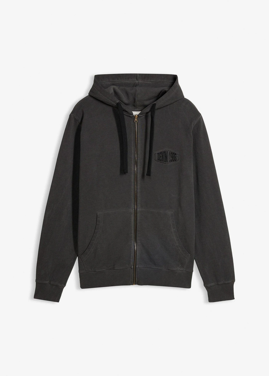 Sweat zippé à capuche, aspect délavé