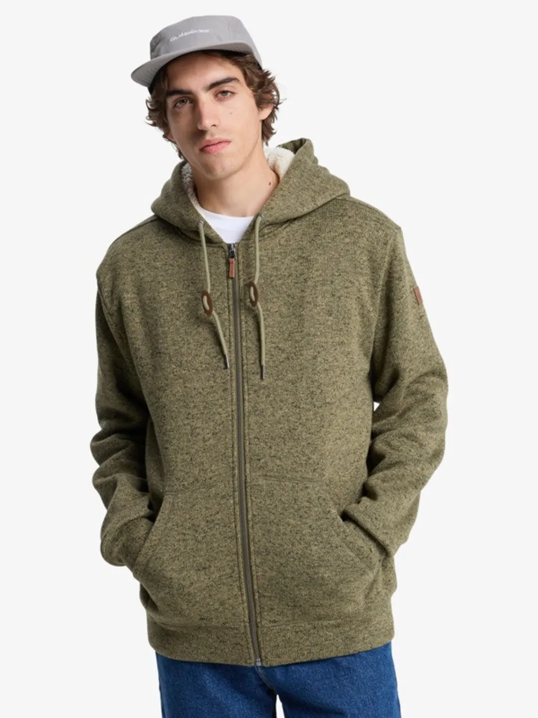 Keller Sherpa - Sweat à capuche Sherpa zippé pour Homme Noir