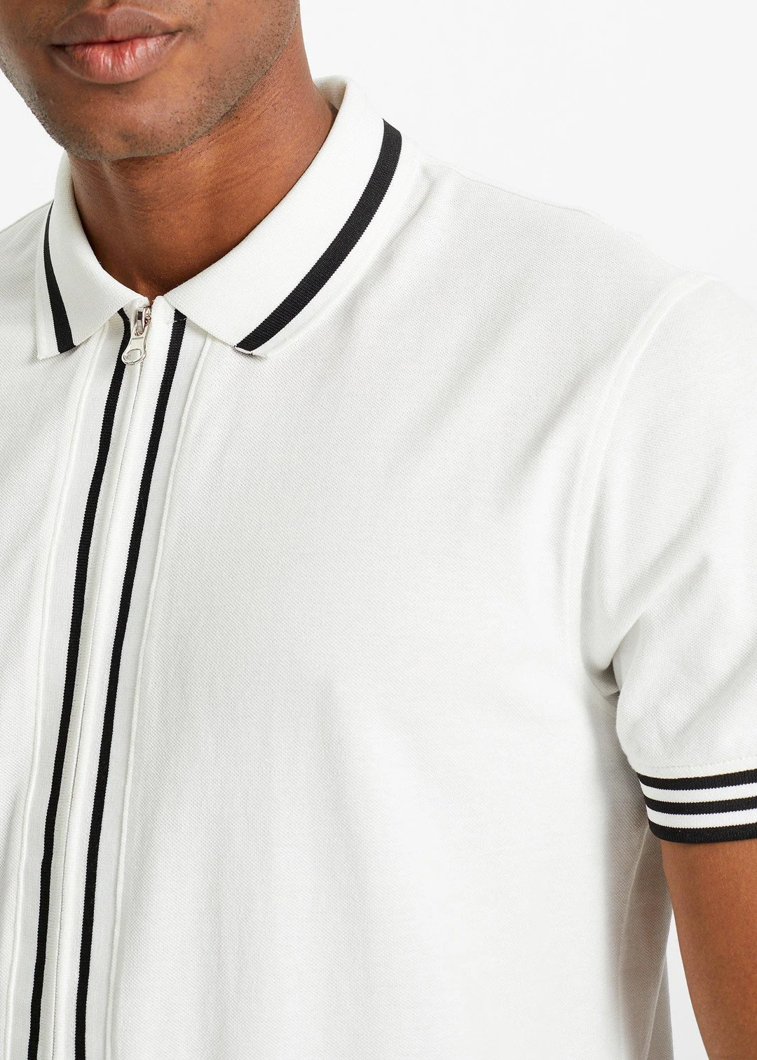 Polo zippé en maille piquée 100% coton
