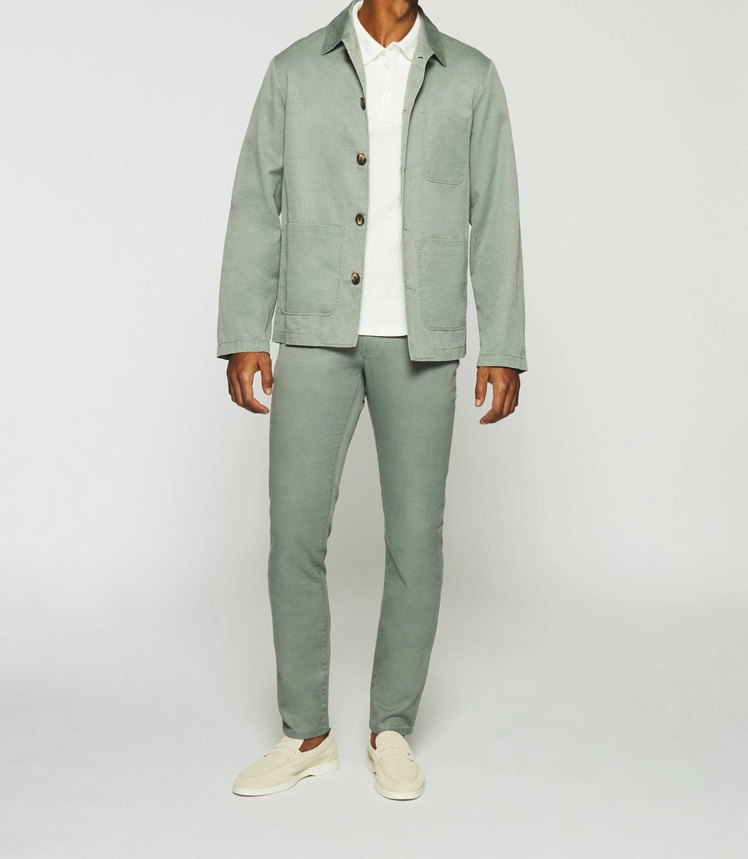 IZAC - Veste en coton lin kaki AQUA