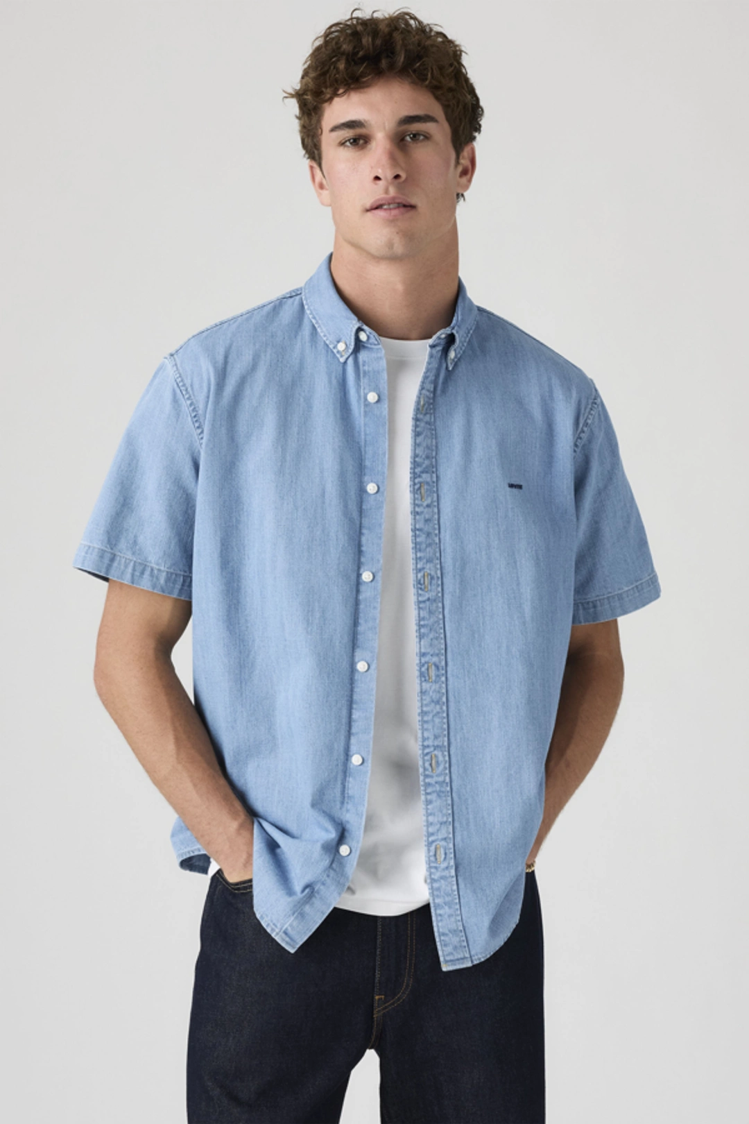 Levi's Chemise Manche Courte Col Boutonné Authentic - Homme - Rose / Woodrose Garment Dye - 2XL