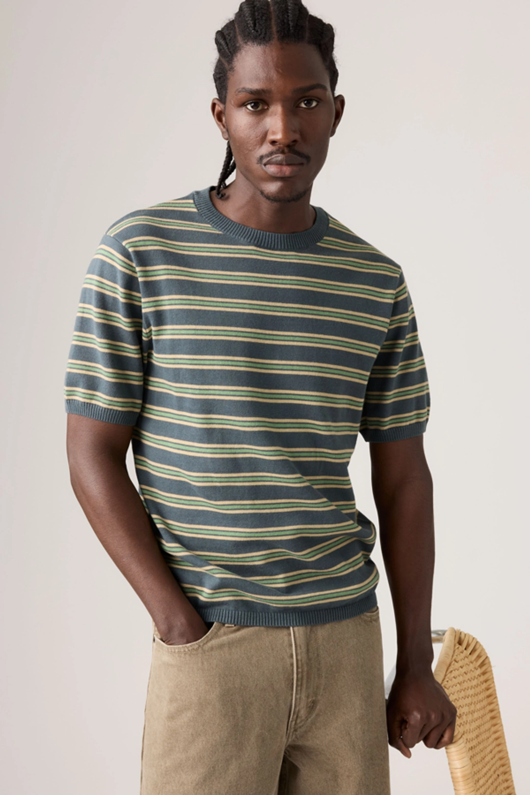 Levi's Short Sleeve Sweater Tee - Homme - Multicolore / Lucas Stripe Egret - 2XL - 2