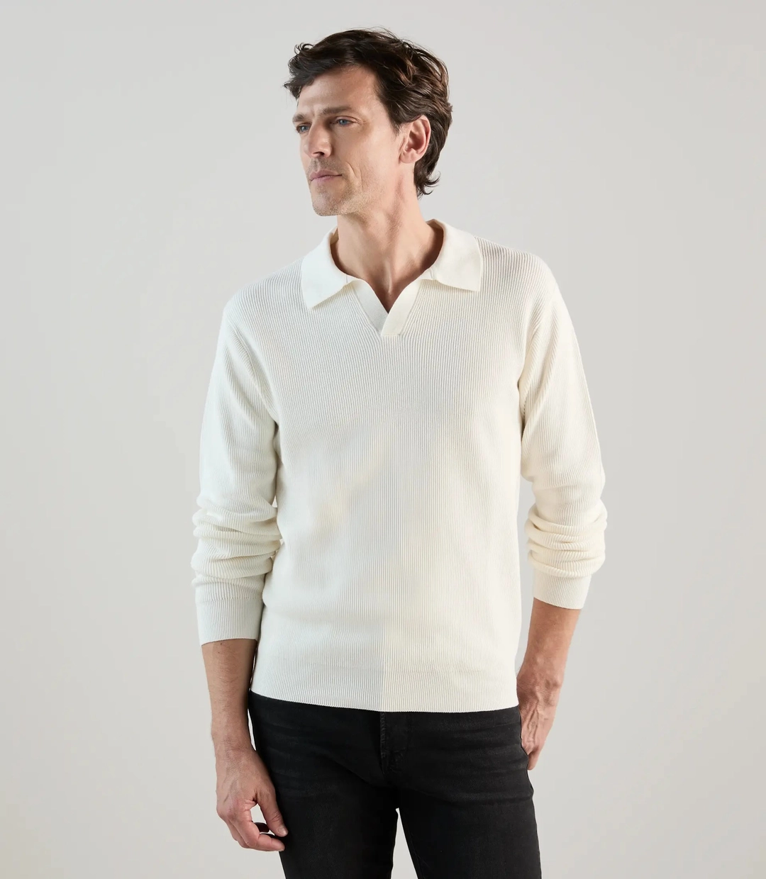 IZAC - Pull col polo écru