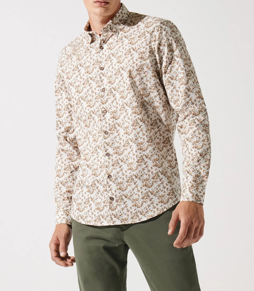 IZAC - Chemise droite à imprimé floral kaki JACKI