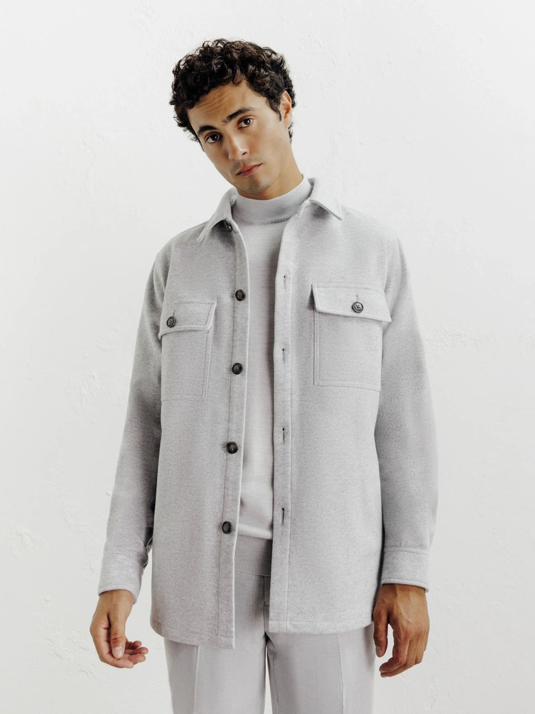 IZAC - Veste casual col chemise gris clair