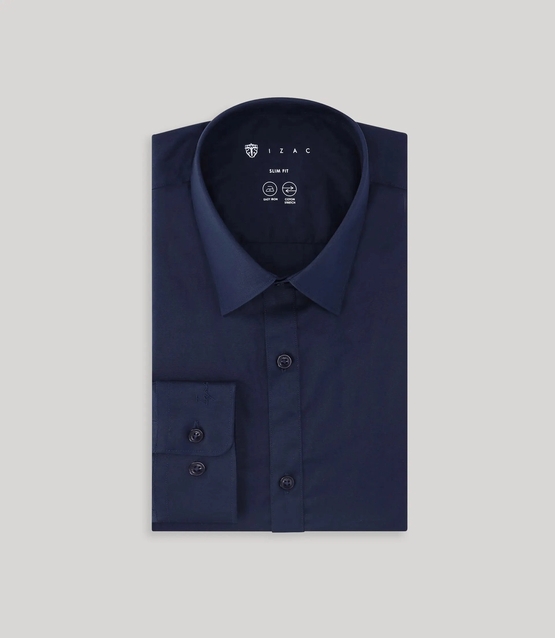 IZAC - Chemise ville coton élasthanne marine