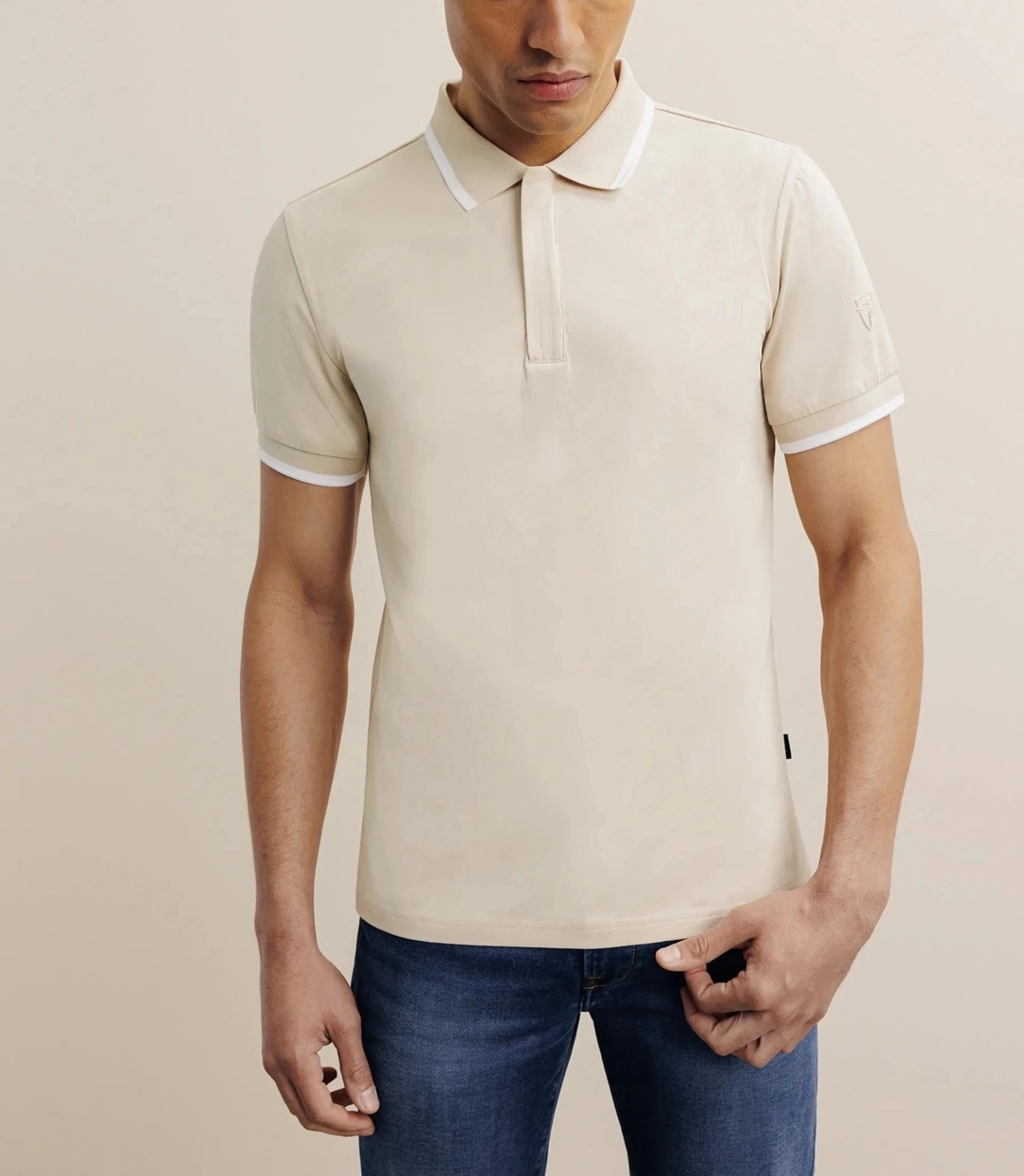 IZAC - Polo zip beige
