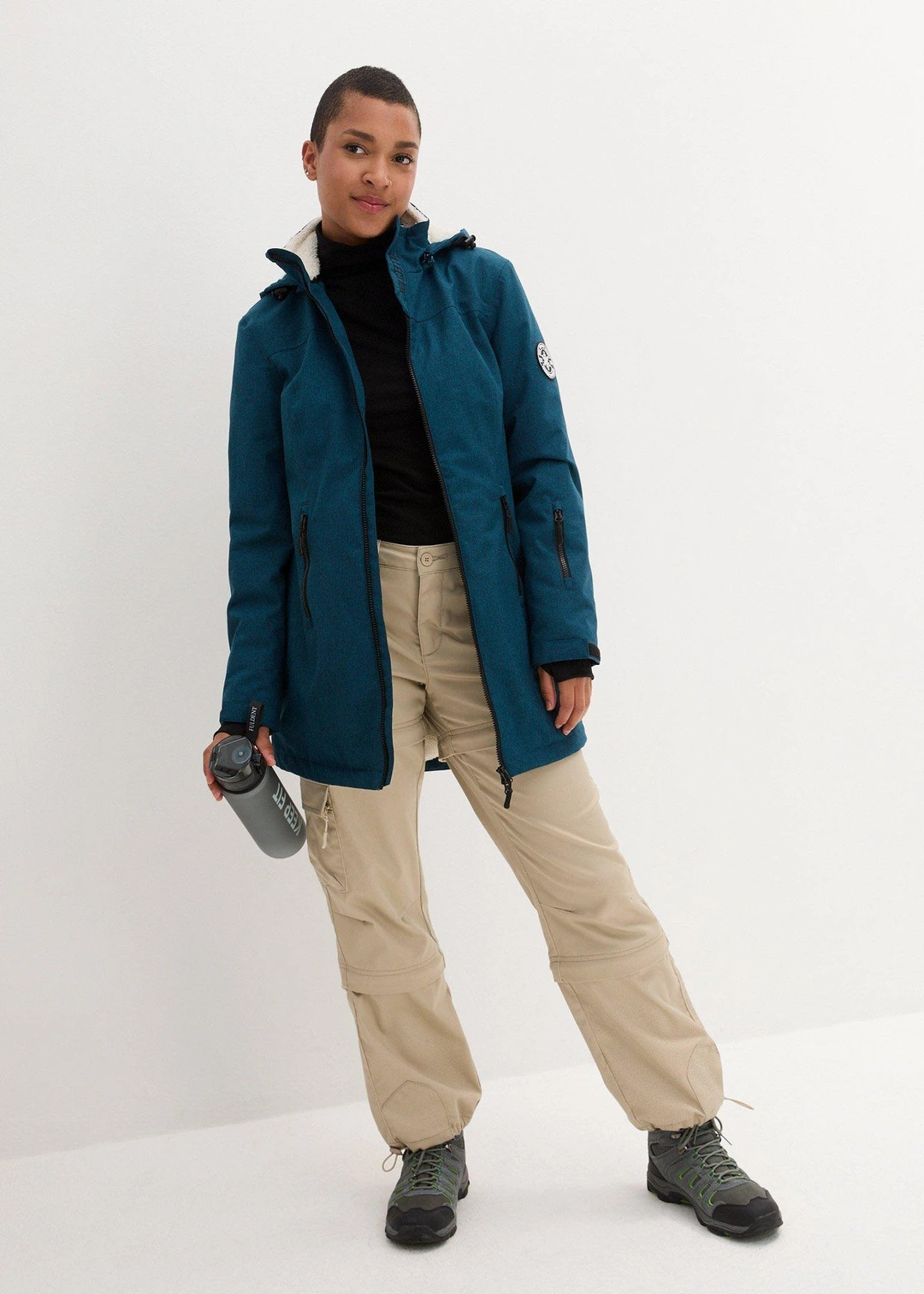 Veste longue outdoor imperméable, doublée sherpa - 2