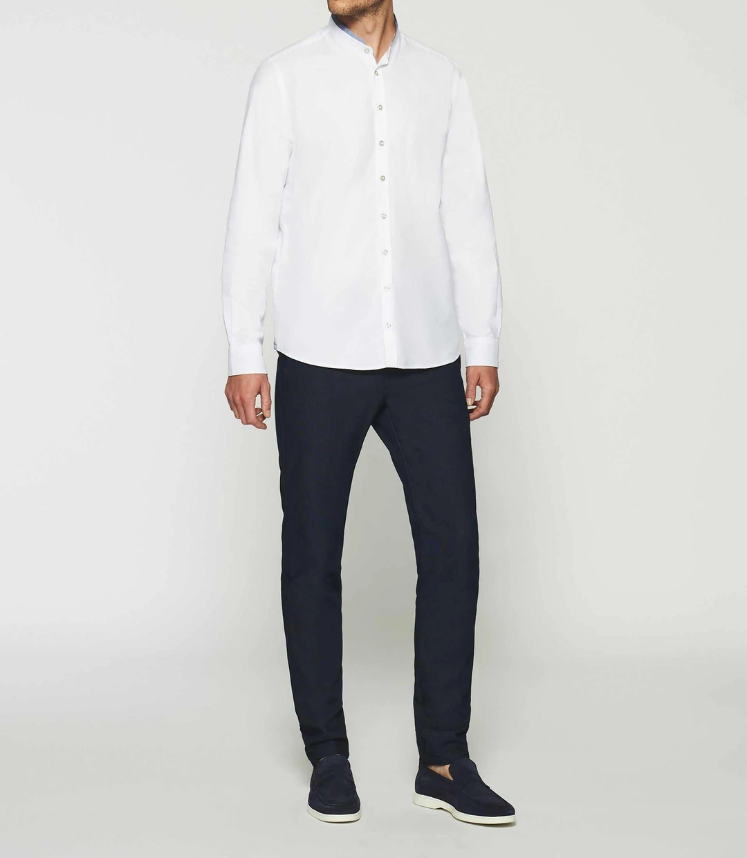 IZAC - Chemise à coudières blanche et marine KENNY