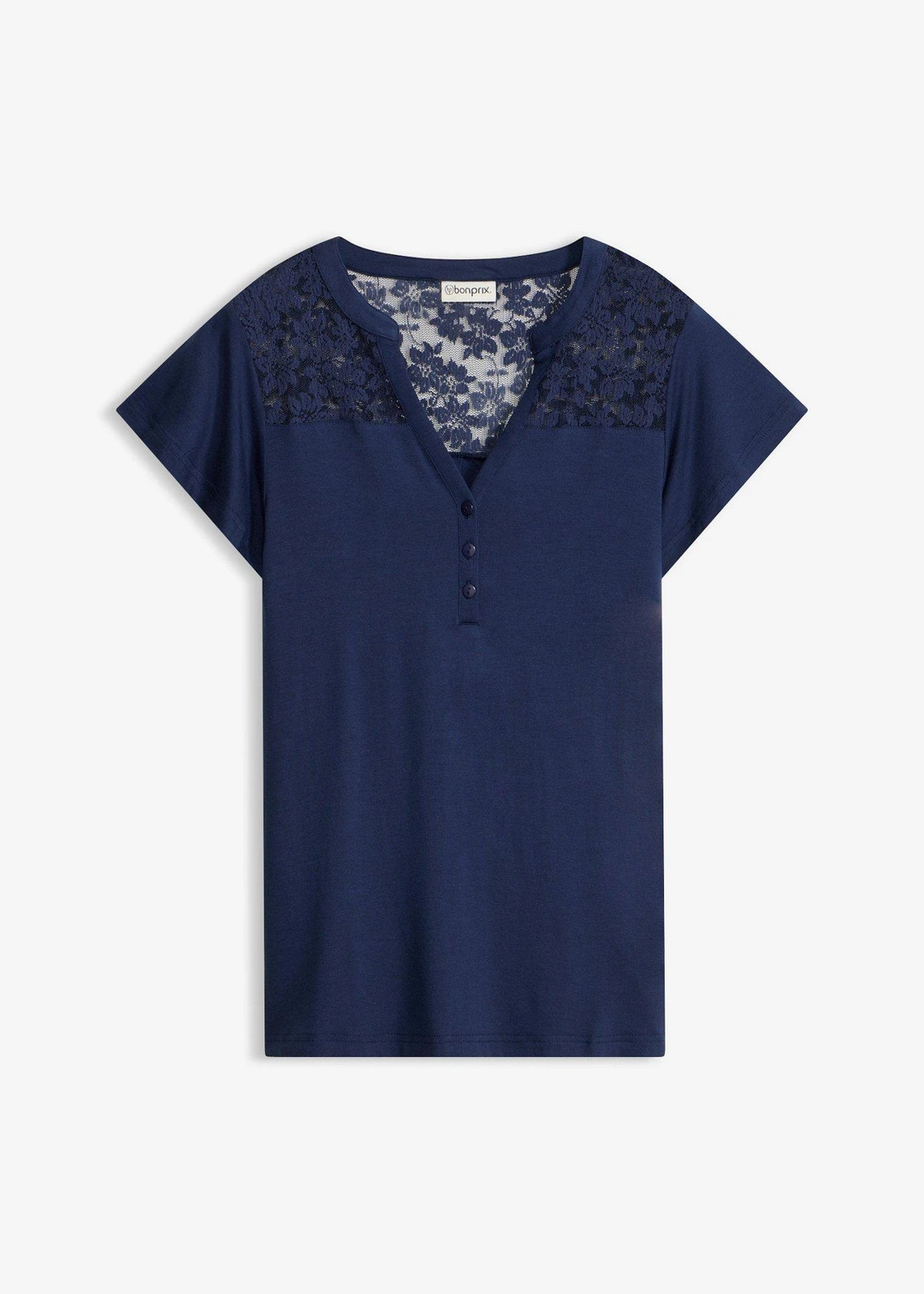 T-shirt col tunisien en viscose majoritaire