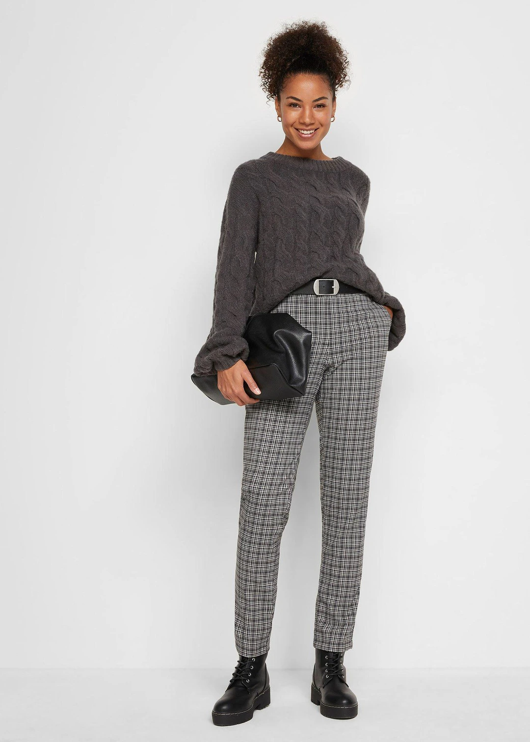 Pantalon taille extensible à carreaux