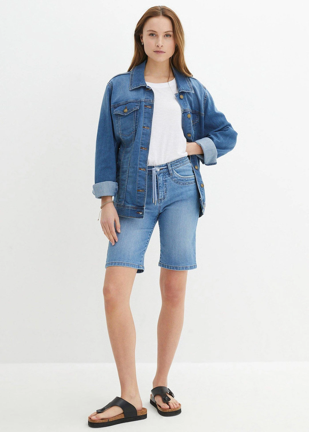 Bermuda slim en jean, taille mi-haute - 2