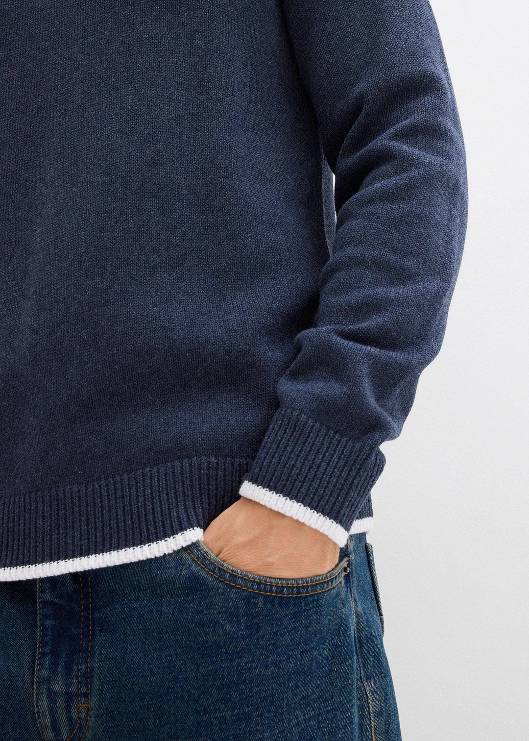 Pull col polo en coton recyclé majoritaire - 3