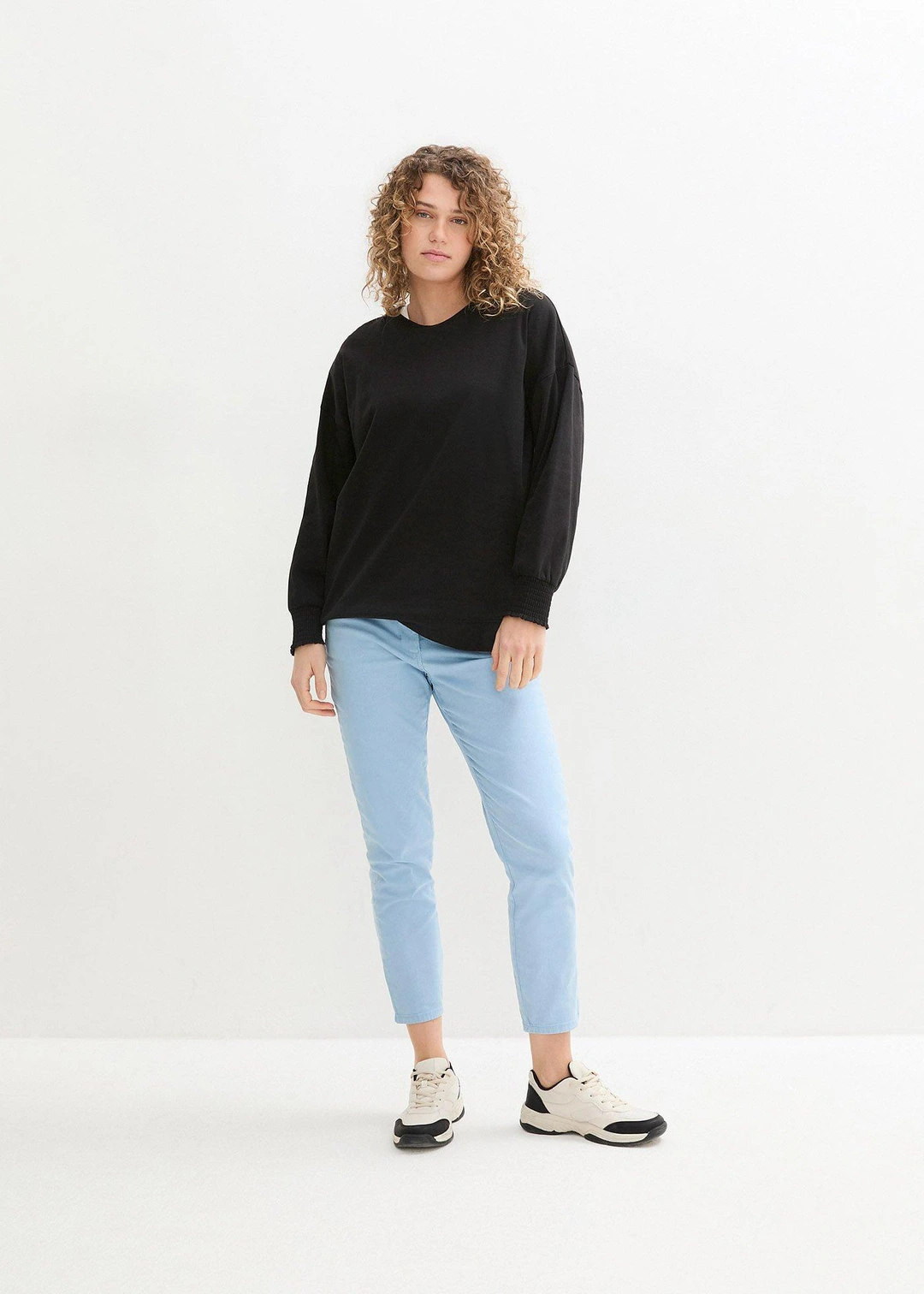 Pantalon twill raccourci look used - 2