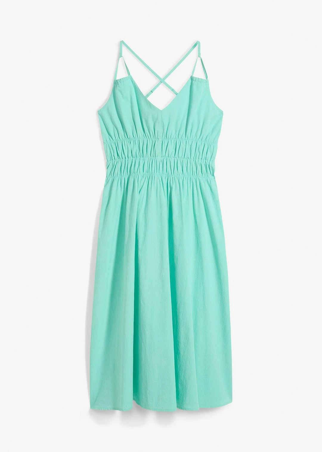 Robe midi 100% coton à fines bretelles