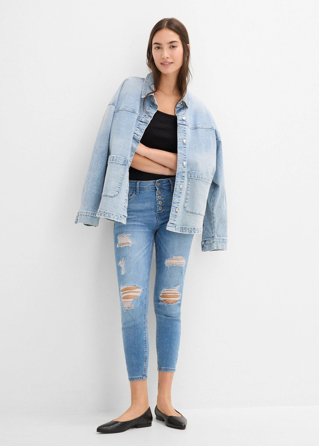 Jean skinny taille mi-haute, effets destroy - 2