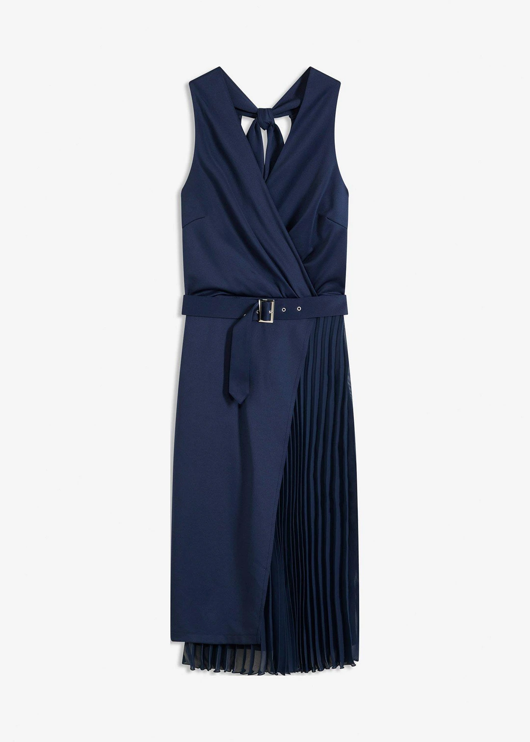 Robe midi aspect portefeuille à empiècement plissé