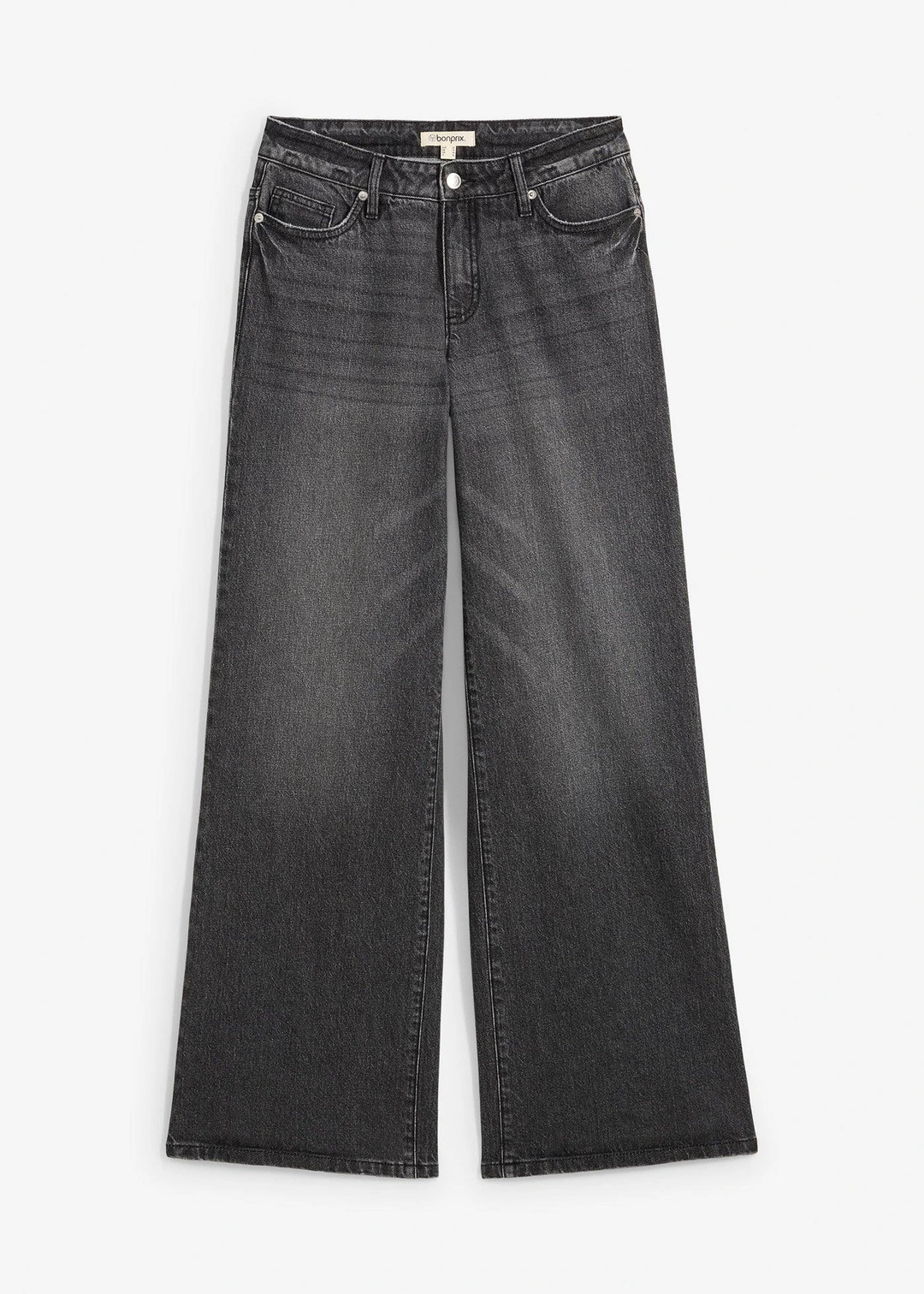 Jean large, taille mi-haute, peu extensible, longueur sol