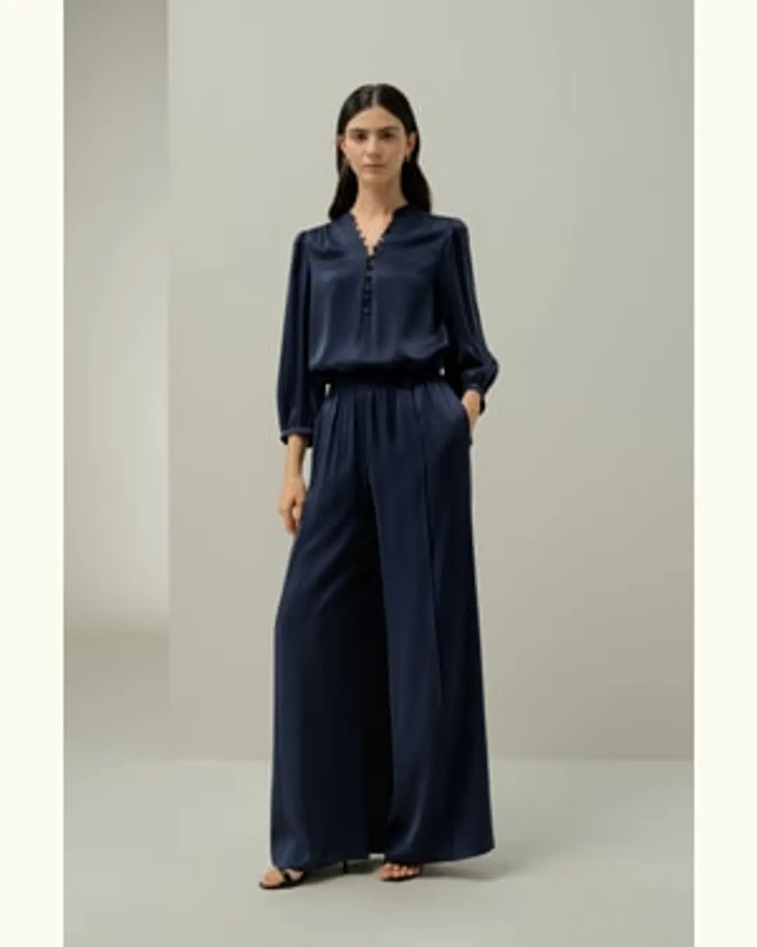 LILYSILK Blouse Soie Femme Infroissable Soie 100 % Luxueuse Les Essentiels De La Garde-Robe Légèreté Luxueuse Bleu Marine Xl