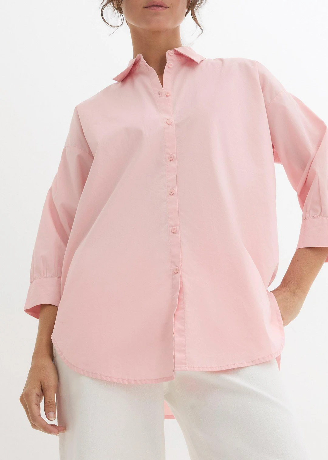 Chemisier oversize en coton, manches 3/4 - 3