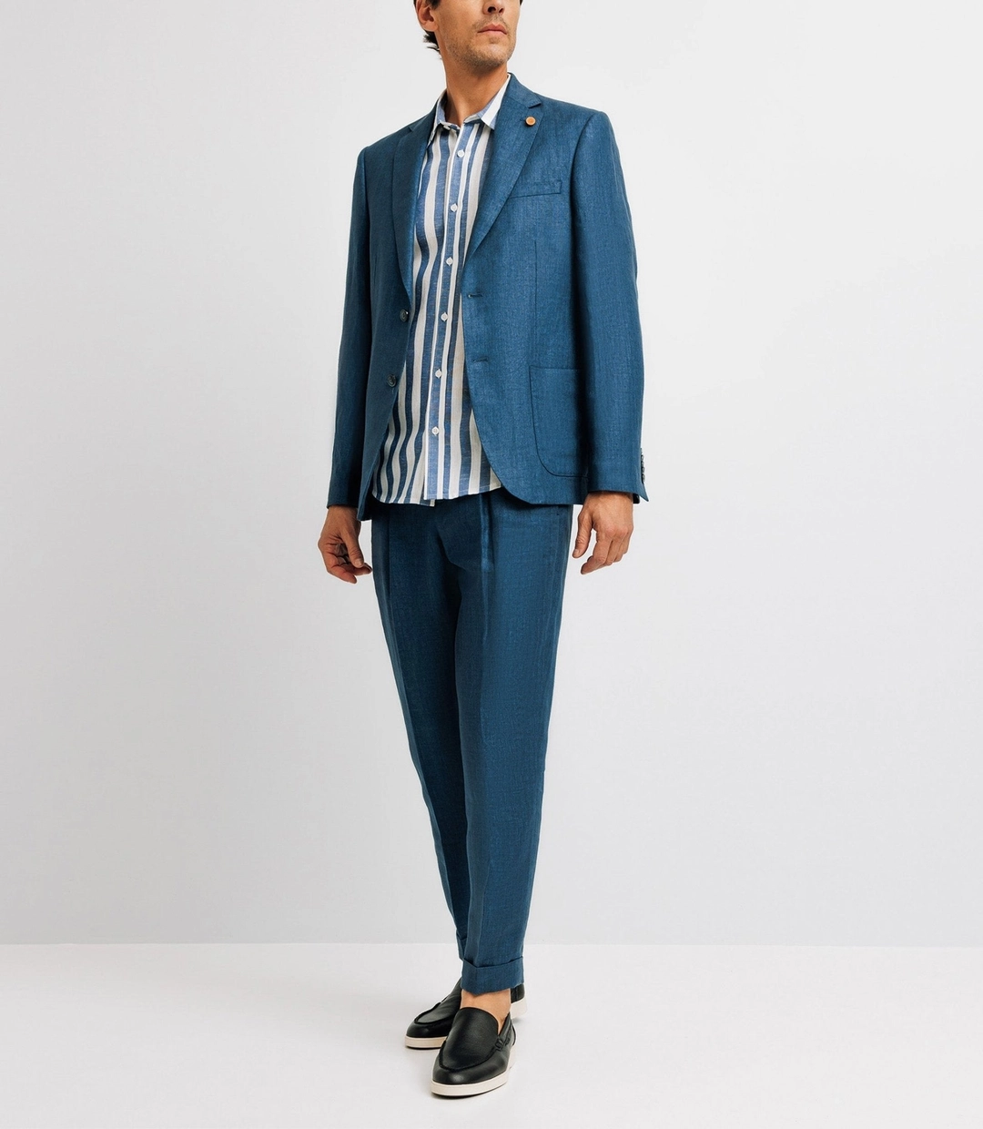 IZAC - Veste ville séparable en lin bleu indigo