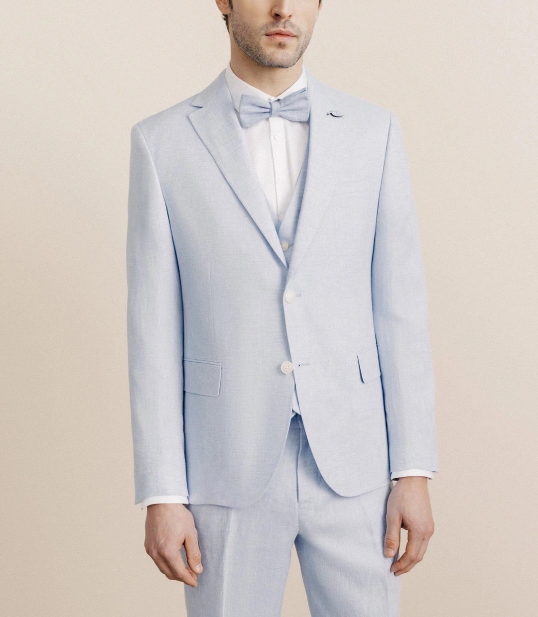 IZAC - Veste ville 100% lin séparable bleu ciel