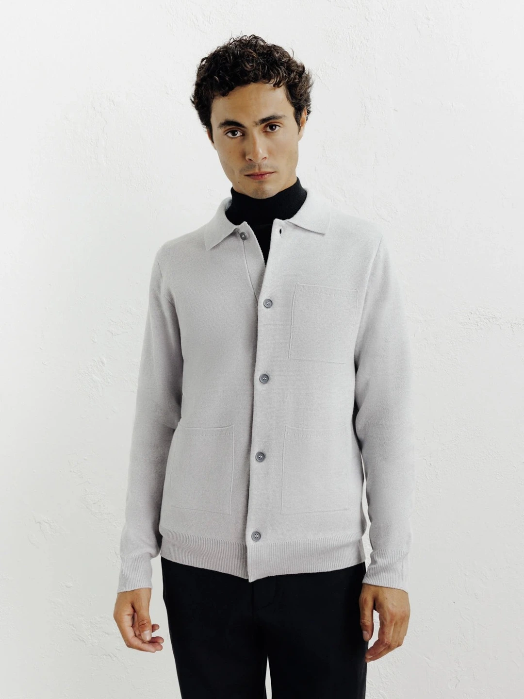 IZAC - Cardigan surchemise en maille gris chine