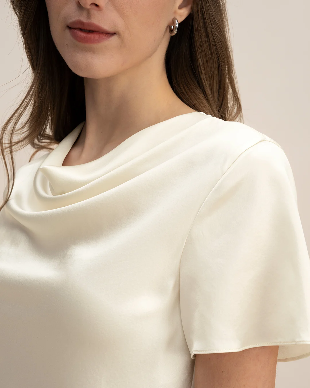 LILYSILK T Shirt En Soie Femme Bleu Ciel Cou De Capot, Ajustement Régulier 100% Soie De Mûrier Super Doux 38