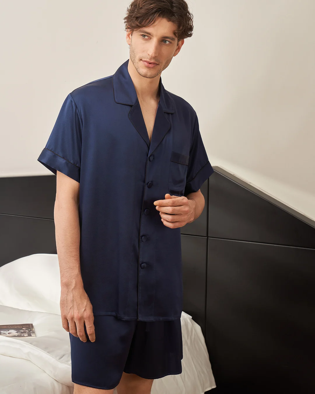 LILYSILK Pyjama en Soie M Bleu Marine