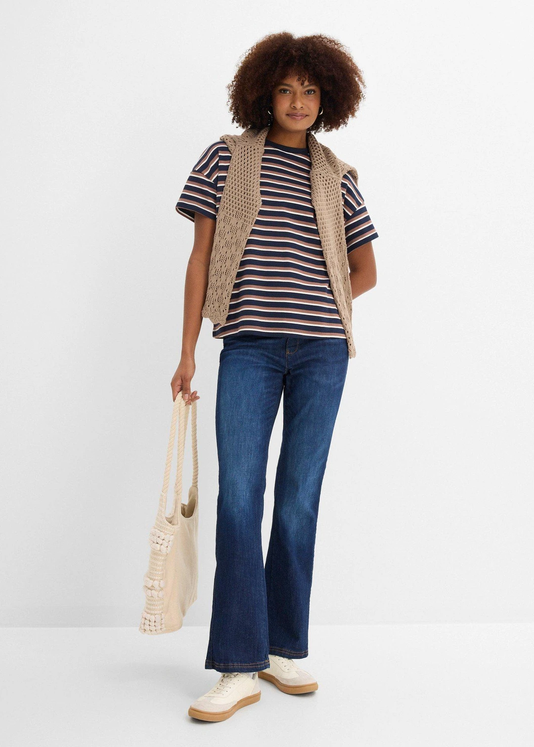 Jean Bootcut, taille haute et élastiquée