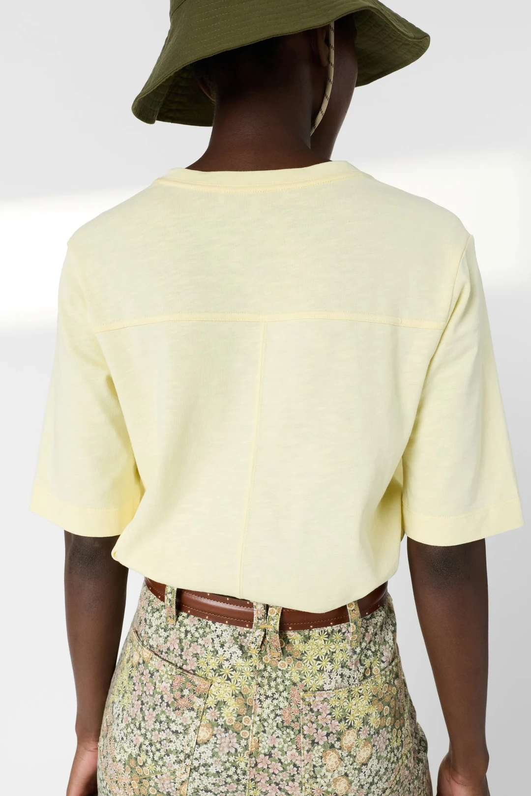 T-shirt V en coton - MARISA - Jaune - 3