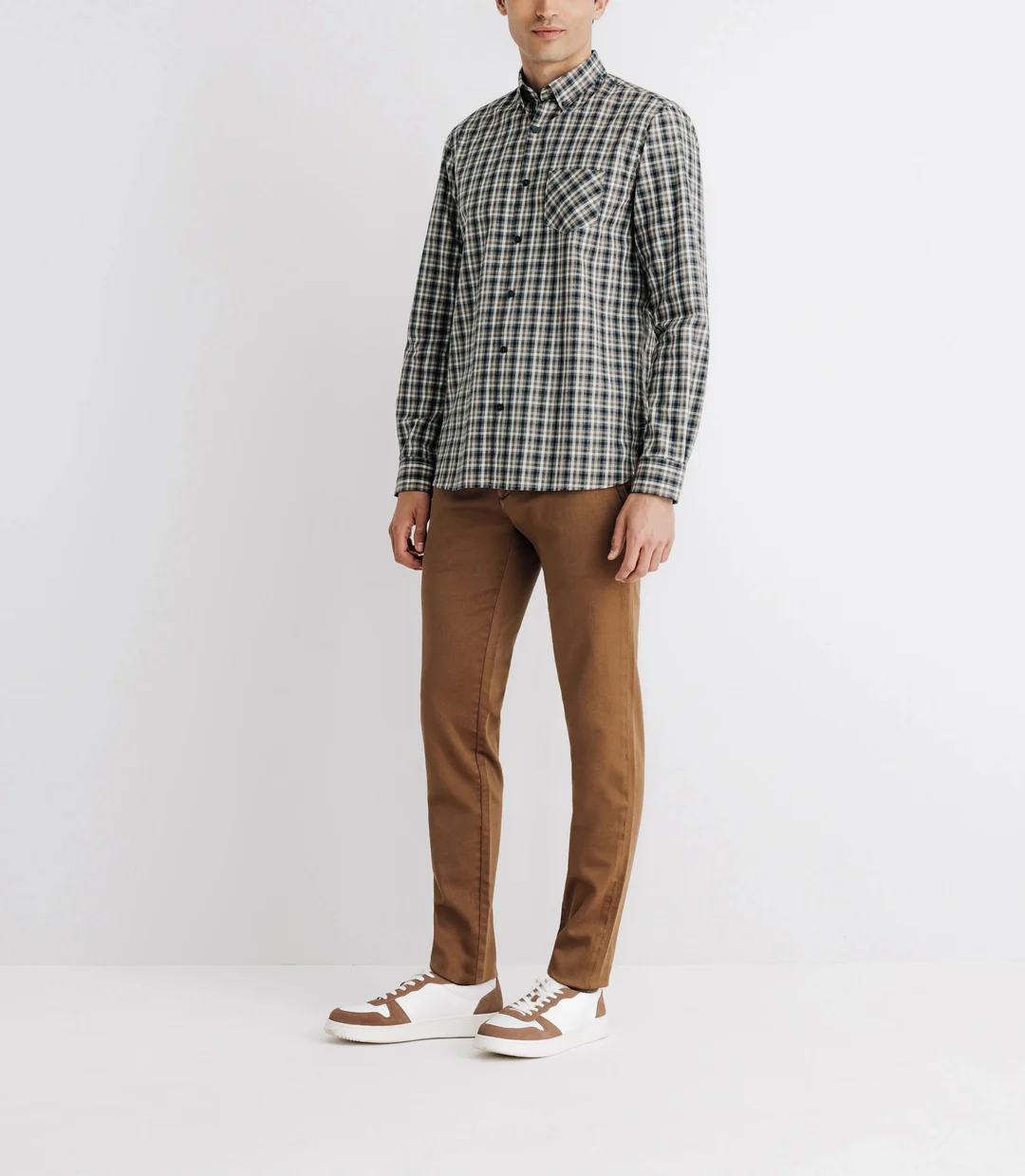 IZAC - Chemise à petits carreaux beige