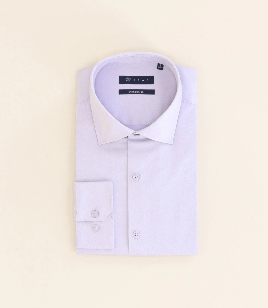 IZAC - Chemise ville en satin de coton parme