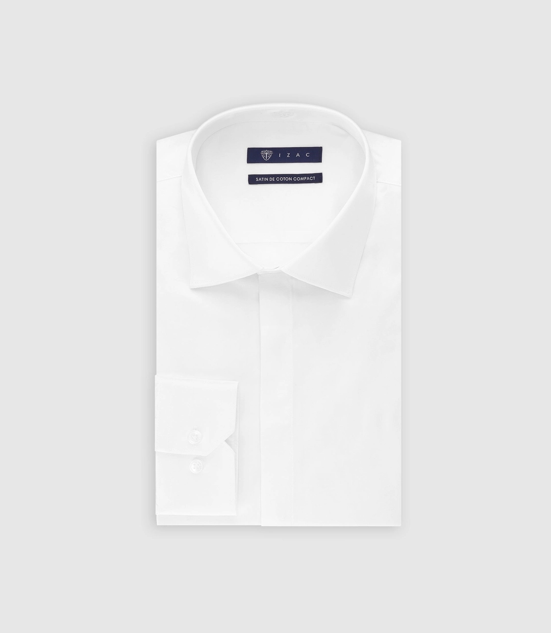 IZAC - Chemise slim en satin de coton BLANC