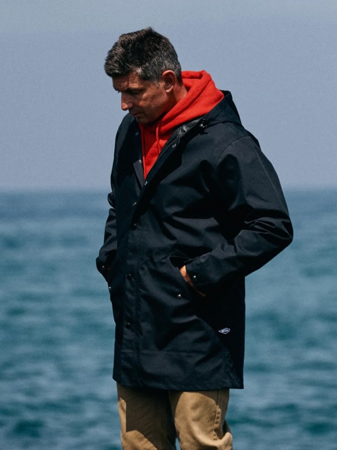 Diamond Rain - Veste imperméable à capuche pour Homme Beige