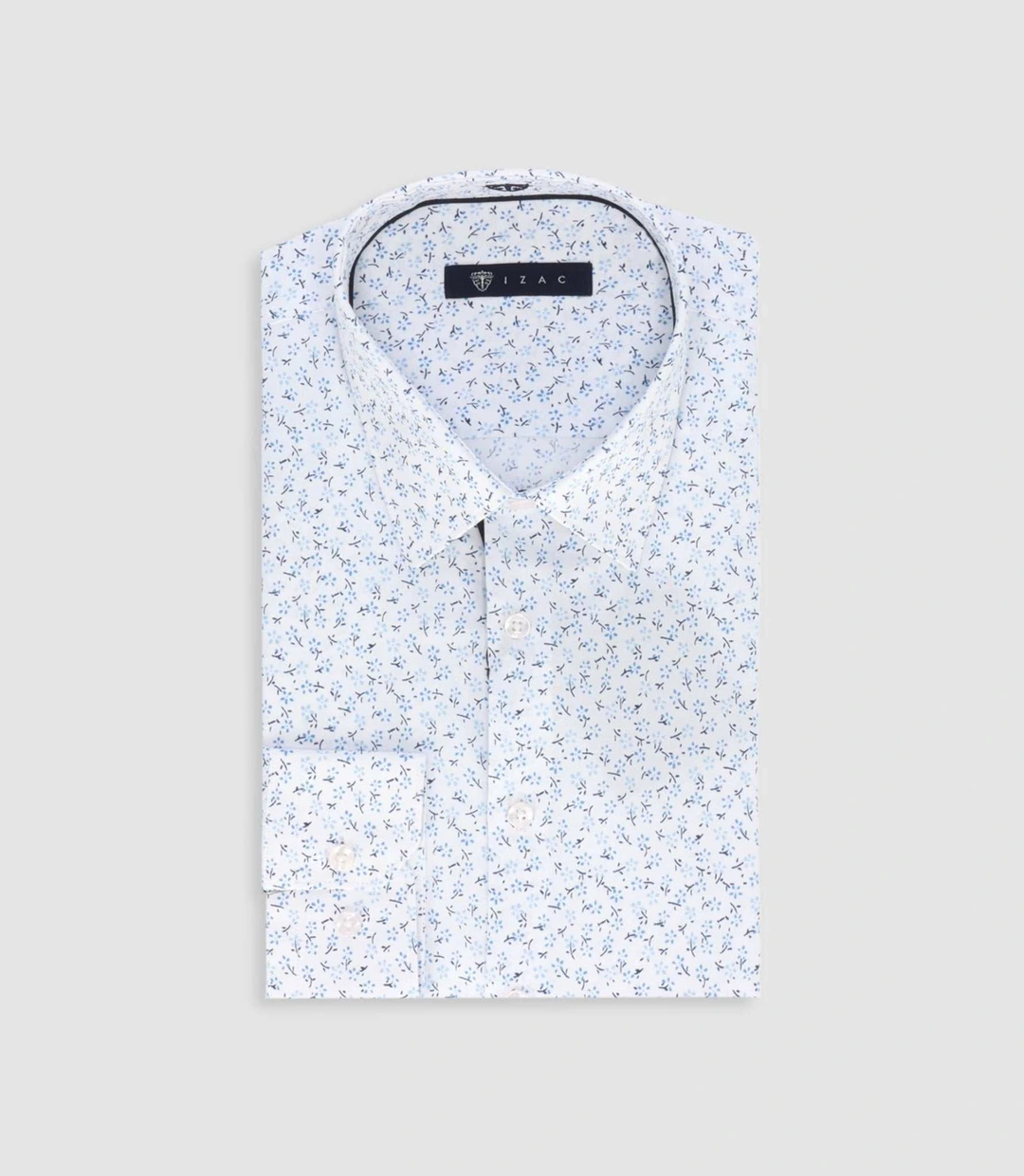IZAC - Chemise slim à imprimé floral bleu MADECOUT
