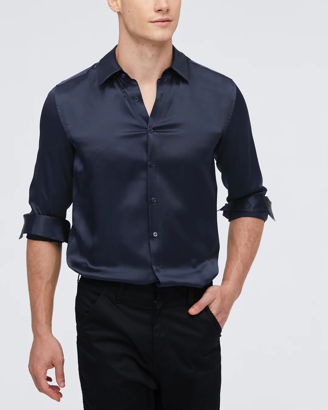 LILYSILK Chemise De Base Pour Homme En Soie De Mûrier Gris Foncé L