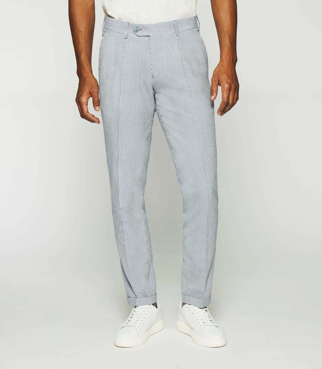 IZAC - Pantalon ville à rayures blanc et bleu BCAPRI