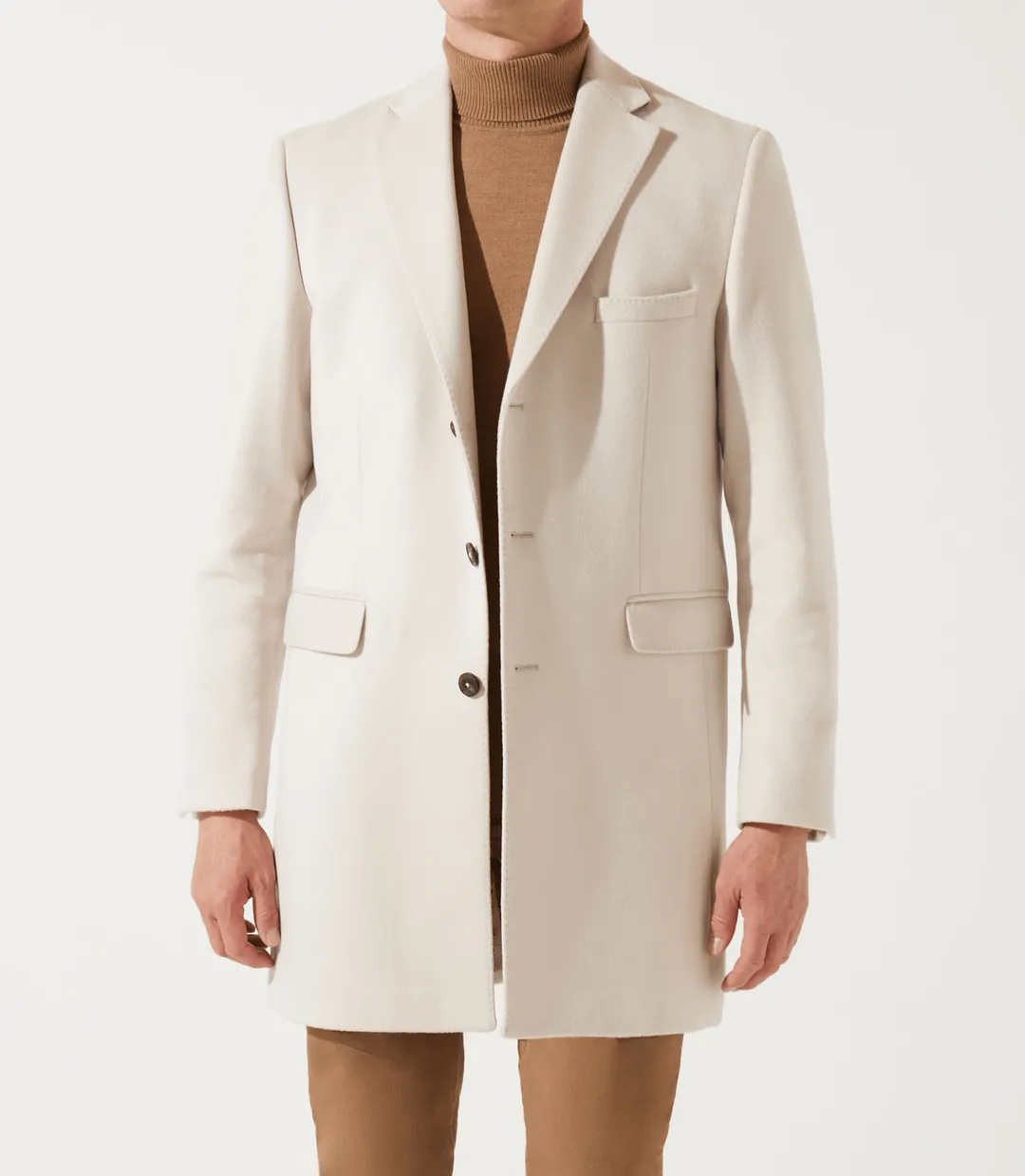 IZAC - Manteau en laine cachemire écru INDALECIO