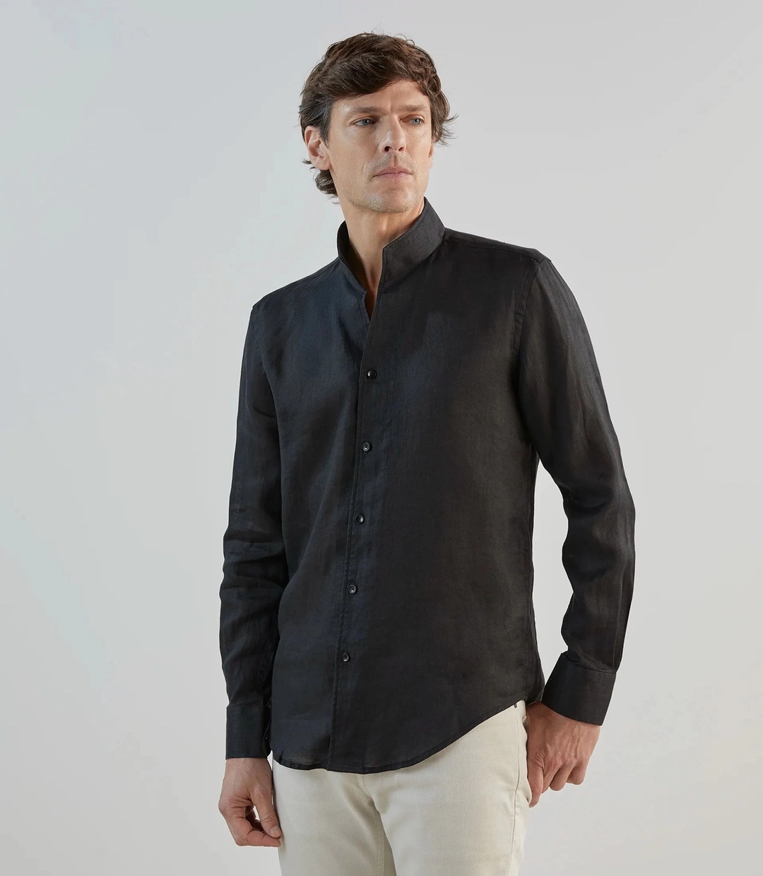 IZAC - Chemise 100% lin noire
