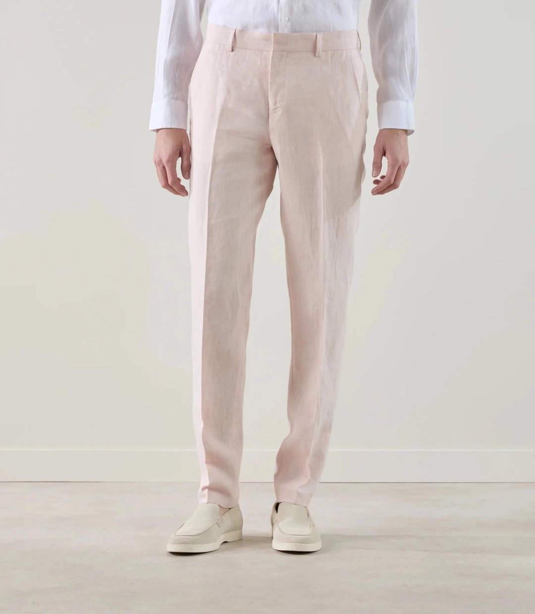 IZAC - Pantalon ville 100% lin rose