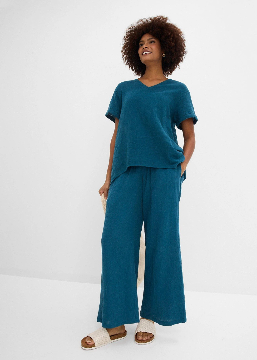 Pantalon palazzo en gaze de coton - 2