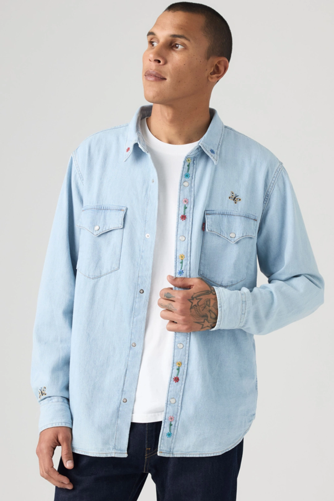 Levi's Chemise Western Relaxed - Homme - Bleu / Grand Dark Railroad Stripe - 2XL